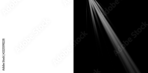 Soft light beam effect with wisps of smoke for atmosphere on transparent and black.