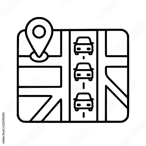 Traffic Map Icon With Cars And Pin. generative AI.
