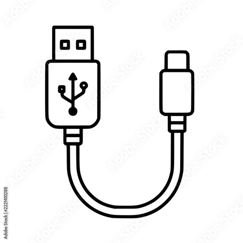 Data Cable Icon With Two Connectors. generative AI.