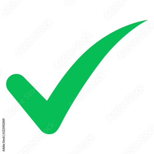 Minimal Green Tick Symbol Flat Vector Illustration