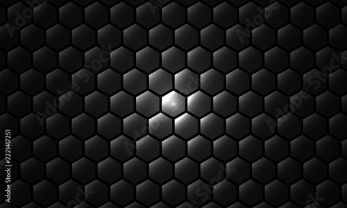 Black hexagon seamless pattern background. Futuristic and elegant wallpaper design. 