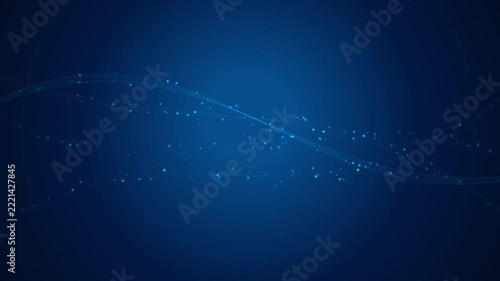 Glowing Blue Particle Wave Motion Loop Abstract Digital Light Data Network Technology Background