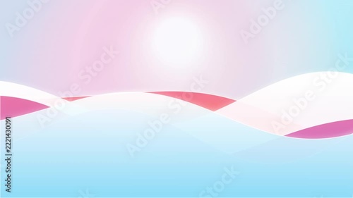 Soft pastel color gradient background with smooth undulating 3D waves and subtle sunlight glowing loop