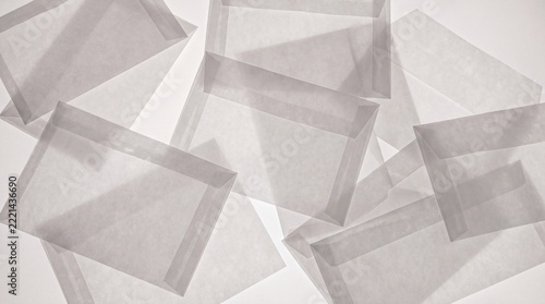 Overlapping Translucent Glassine Paper Bags Glowing in Soft Backlight