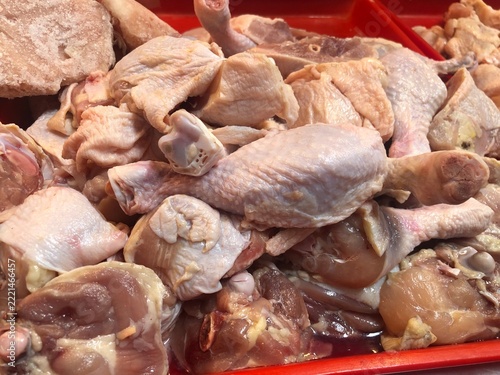 Different types of raw chicken meat