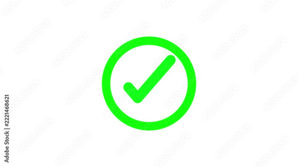 Person Background Check Icon Right Check Mark green Icon Animation on black Background. Tick Mark ...