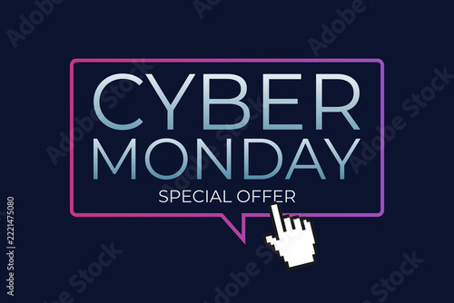 A Cyber Monday sale banner with a rectangular frame and a cursor.