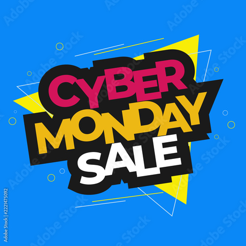 Cyber Monday sale banner. Vector illustration.