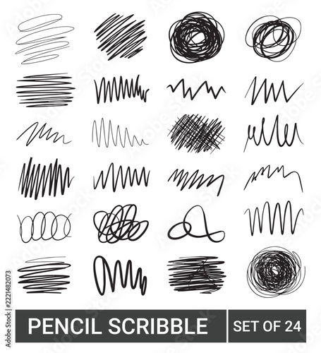 Pencil Scribble Shapes Hatching and Doodle Lines Vector Set