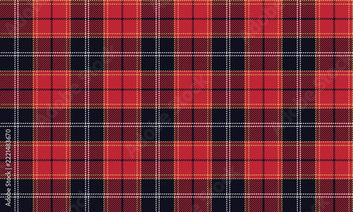 Seamless plaid pattern in navy, red, white, and yellow ideal for textiles and apparel design, including skirts, dresses, and trousers adding distinctive charm to any style.