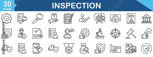 Inspection web icons in line style. Check, inspect, collection. Editable stroke. Vector illustration.