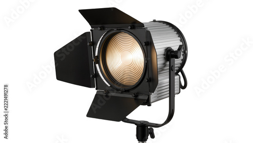 Obraz na plátně Professional Fresnel film light with adjustable barn doors, isolated on transpar