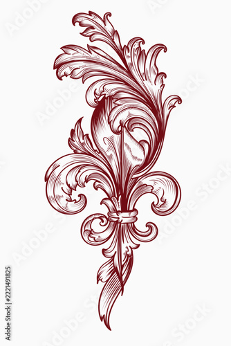 Hand drawn vector royal heraldic fleur de lis illustration isolated on light background