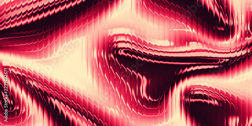 Wavy crimson liquid forms seen through ribbed fluted glass, creating dynamic vertical distortion for modern designs.