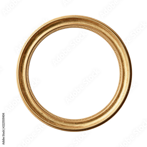 Ornate oval gold picture frame with decorative bead detail and aged patina