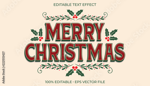Merry christmas editable text effect