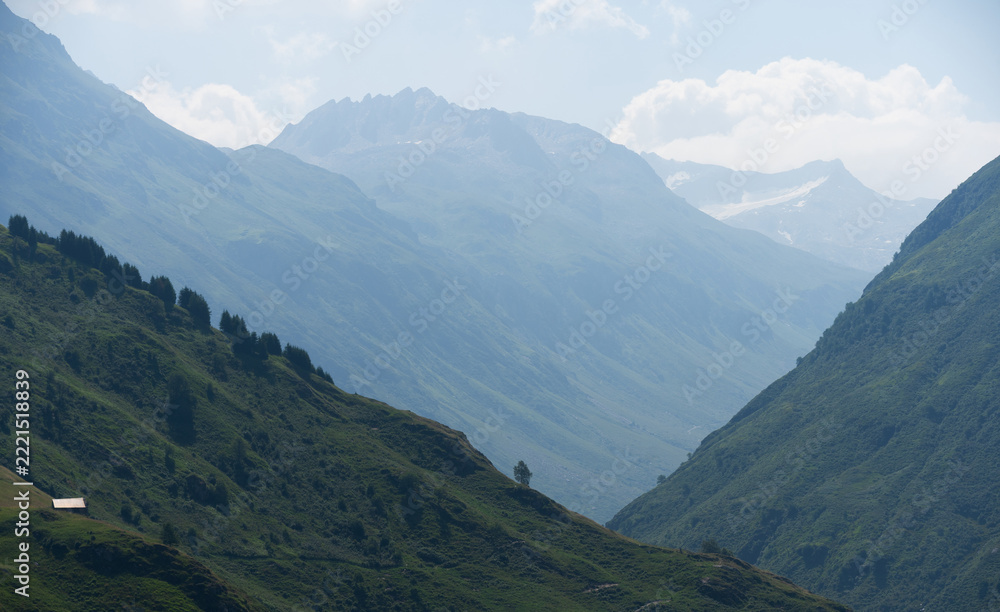 Fototapeta premium Breathtaking panorama of morning wild nature high in mountains