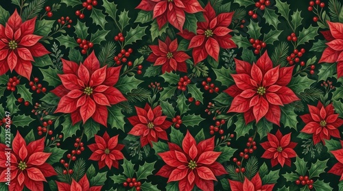 A vibrant and festive display of red poinsettias for the christmas
