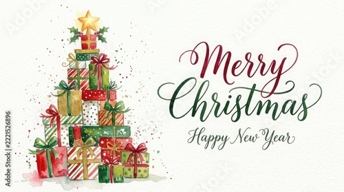 A beautiful and festive christmas scene with gifts and holiday cheer