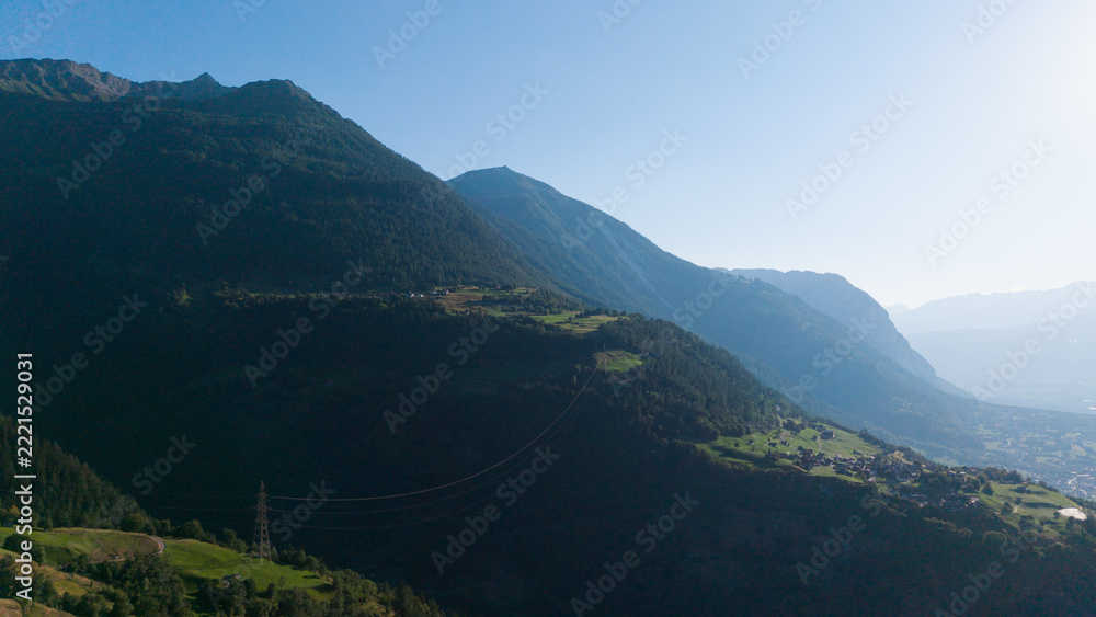 Fototapeta premium alpine landscape panorama in the evening, mountain