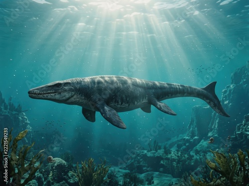 Mosasaurus Gliding Through A Prehistoric Ocean