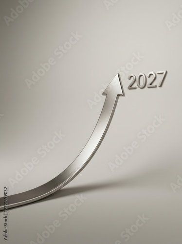 Silver arrow pointing up with the year 2027