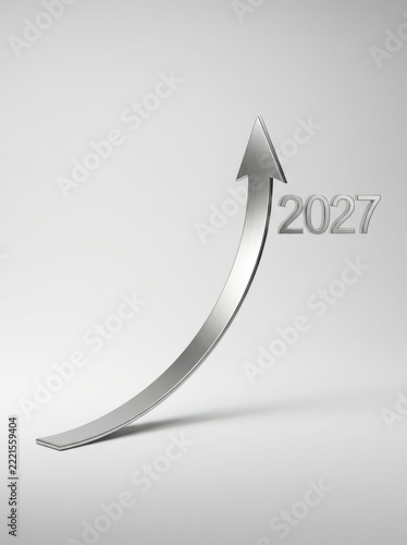 Silver arrow showing growth for year 2027
