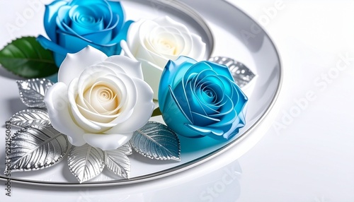blue and white roses