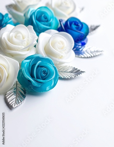 blue and white roses