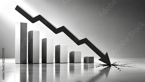 business graph with arrow on the screen