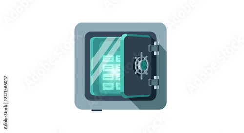 Modern Digital Security Vault Icon - Open Safe Illustration Representing Cybersecurity, Data Protection, and Financial Privacy