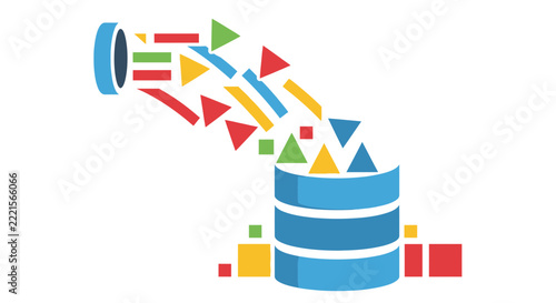 Abstract Data Migration and Database Ingestion Concept Illustration