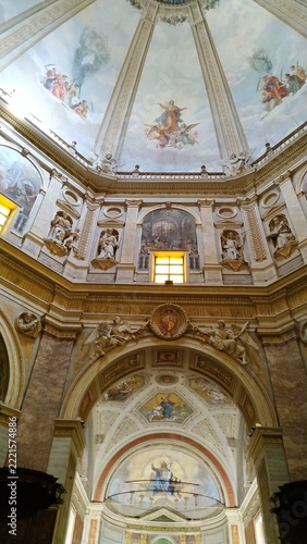 Montefiascone, Italy 04.26.2021: the interior of the large dome of the Cathedral of Santa Margherita