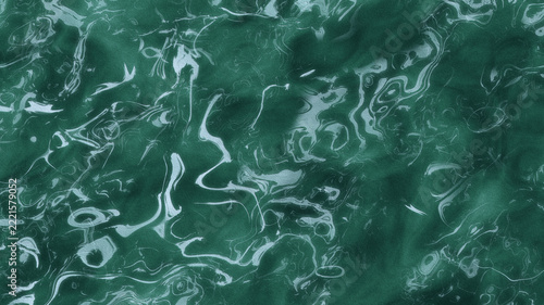 Abstract green water surface with intricate white patterns flowing seamlessly