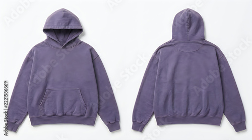 Gray hoodie with front kangaroo pocket and drawstring hood isolated on white background