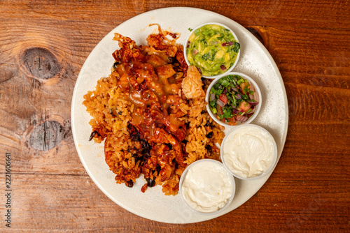 Grilled chicken with cheese and rice