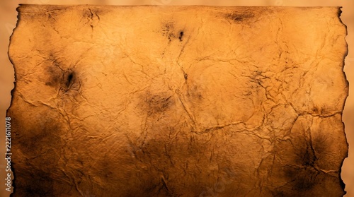 Vintage Burnt Parchment Paper with Charred Edges and Crumpled Texture