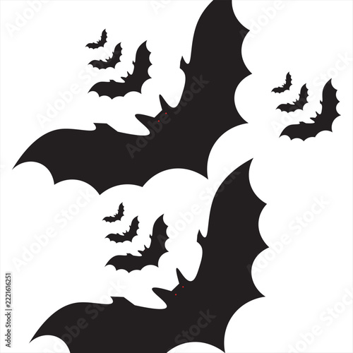 Halloween bat collection,halloween bat element, bat flock halloween element, vector black bat,