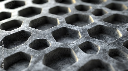 Metallic Hexagon Grid Texture.