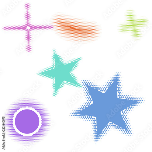 Colorful geometric stars and shapes illustration