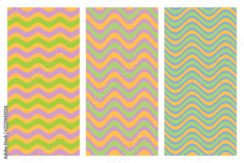 Wavy line pattern with pastel yellow green and blue waves for creative surface wallpaper.