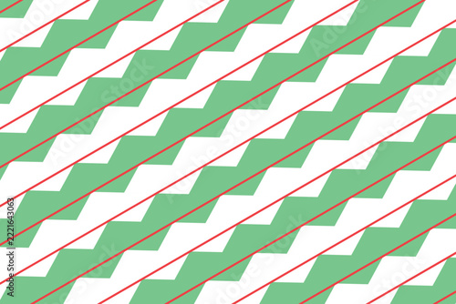 diagonal red lines over green and white zigzag pattern for modern graphic design backgrounds.