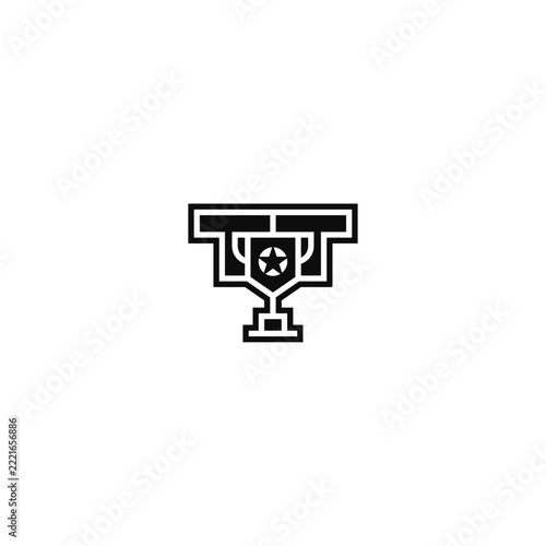 Trophy with two letters T logo.