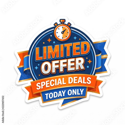 Limited Offer Ribbon Badge Isolated on White Background