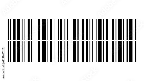 Black and white split barcode pattern on white background