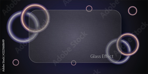 Abstract gradient modern background with glowing blue color blending inside a rounded glass effect rectangle design glass light morphism style template vector trend illustration.