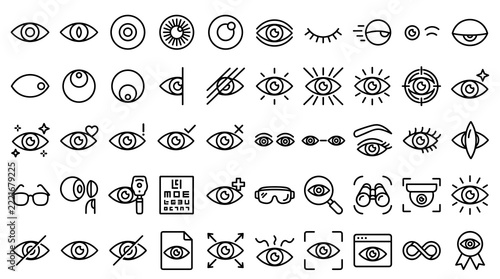 Obraz na plátně 50 Eye Vision and Viewing Flat Vector Icons Featuring Eyebeam Eyewink Glimpse Pe