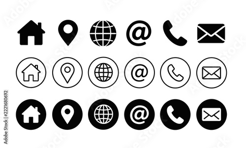 Free Contact Icons Set PNG, SVG, Vector | Black & White Contact Us Icons