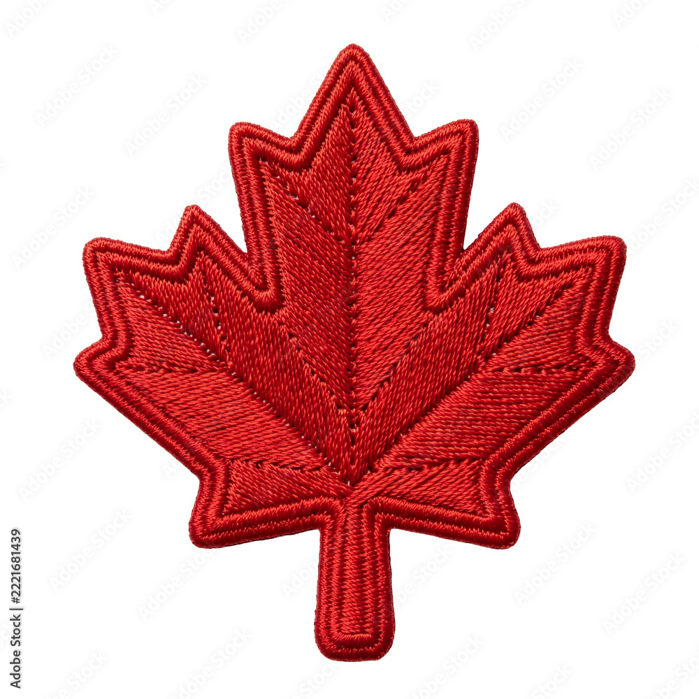 Fototapeta premium Canada red maple leaf embroidered patch