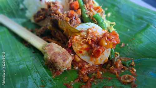Fotografie nasi campur from bali is traditional food from indonesia